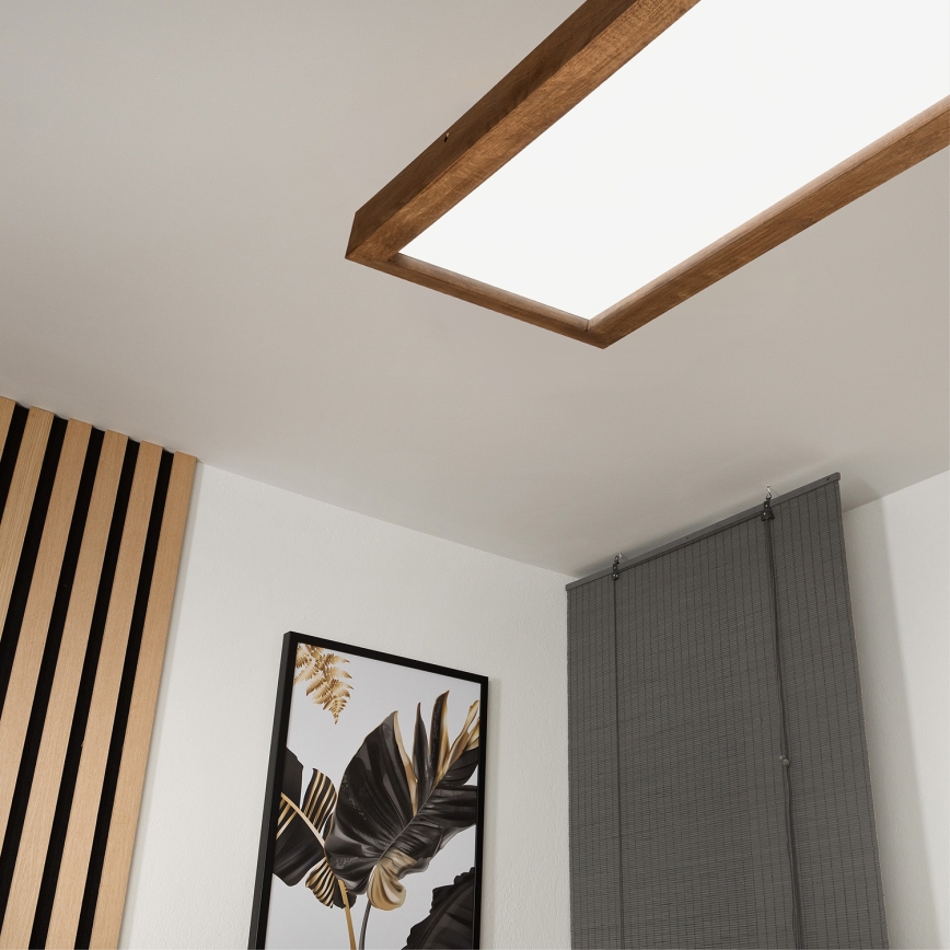 Brilagi - Φωτιστικό οροφής μπάνιου dimming LED WOODY FRAME LED/50W/230V δρυς κερασιά 120x30 cm 3000-6000K IP44 + τηλεχειριστήριο
