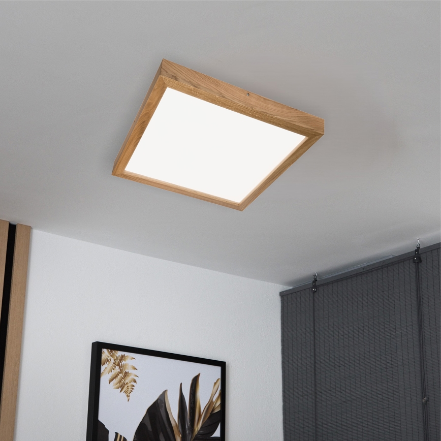 Brilagi - Φωτιστικό οροφής μπάνιου dimming LED WOODY FRAME LED/50W/230V δρυς 60x60 cm 3000-6000K IP44 + τηλεχειριστήριο
