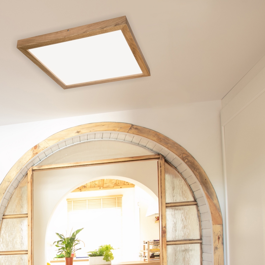 Brilagi - Φωτιστικό οροφής μπάνιου dimming LED WOODY FRAME LED/50W/230V δρυς 60x60 cm 3000-6000K IP44 + τηλεχειριστήριο