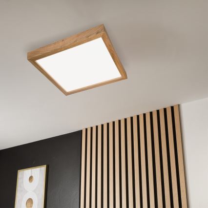 Brilagi - Φωτιστικό οροφής μπάνιου dimming LED WOODY FRAME LED/50W/230V δρυς 60x60 cm 3000-6000K IP44 + τηλεχειριστήριο