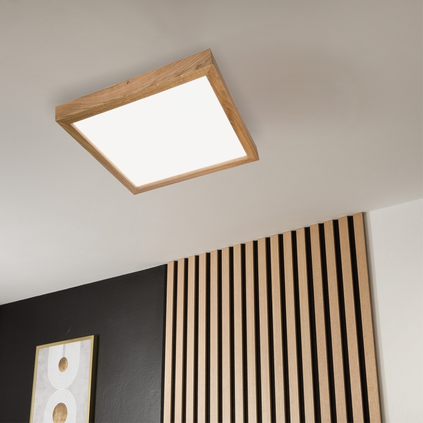Brilagi - Φωτιστικό οροφής μπάνιου dimming LED WOODY FRAME LED/50W/230V δρυς 60x60 cm 3000-6000K IP44 + τηλεχειριστήριο