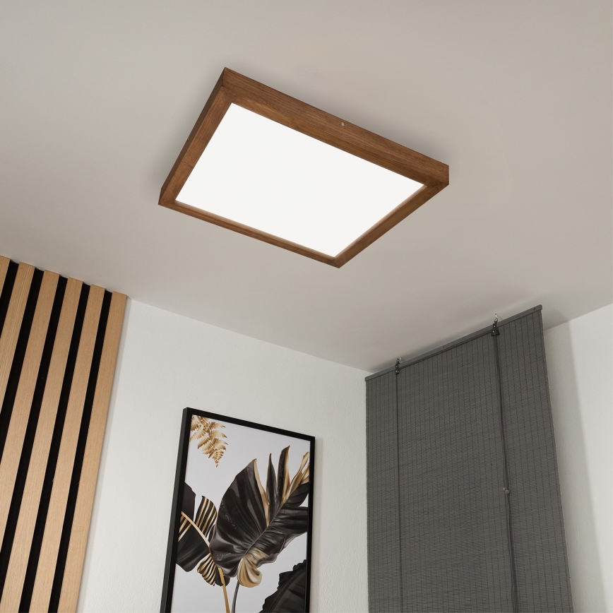 Brilagi - Φωτιστικό οροφής μπάνιου dimming LED WOODY FRAME LED/50W/230V δρυς κερασιά 60x60 cm 3000-6000K IP44 + τηλεχειριστήριο