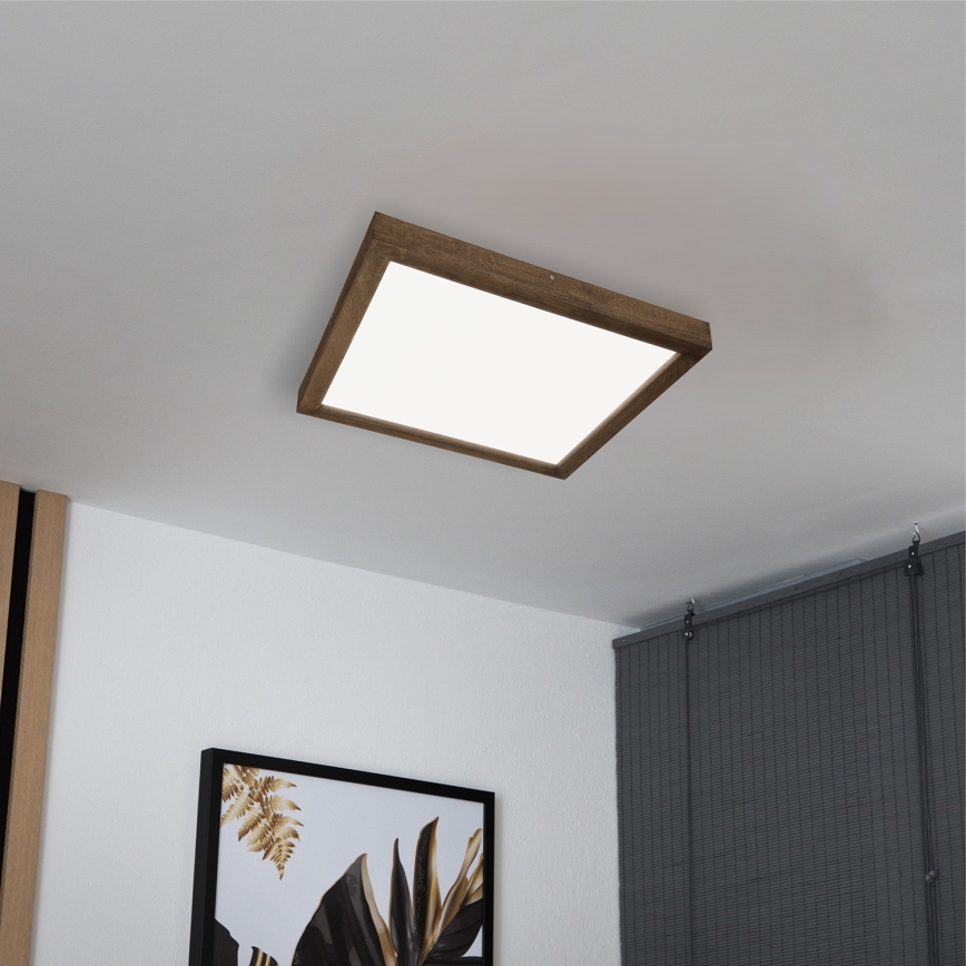 Brilagi - Φωτιστικό οροφής μπάνιου dimming LED WOODY FRAME LED/50W/230V δρυς 60x60 cm 3000-6000K IP44 + τηλεχειριστήριο