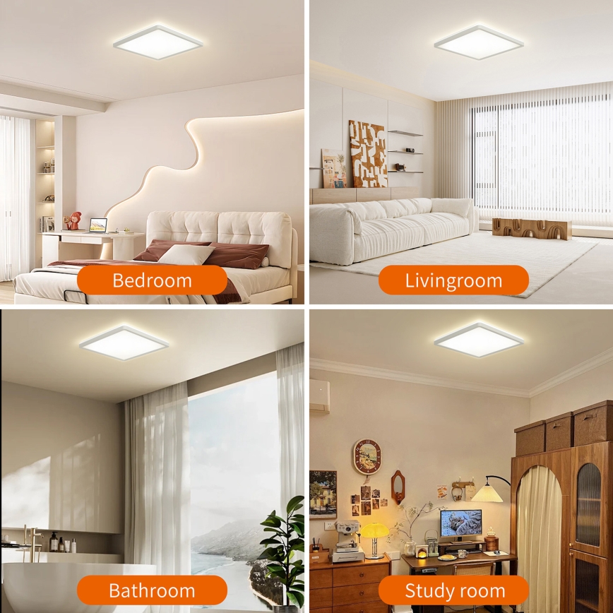 Brilagi - Φωτιστικό LED με ρυθμιζόμενη ένταση, αισθητήρα κίνησης και σούρουπου ULTRA SLIM LED/18W/230V 30x30 cm + τηλεχειριστήριο