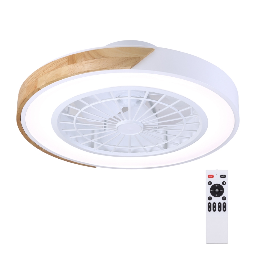 Brilagi - LED Φωτιστικό οροφής dimmable με ανεμιστήρα LED/30W/230V 3000-6500K λευκό/δρυς + τηλεχειριστήριο