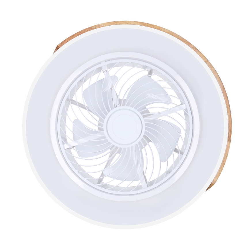 Brilagi - LED Φωτιστικό οροφής dimmable με ανεμιστήρα LED/30W/230V 3000-6500K λευκό/δρυς + τηλεχειριστήριο