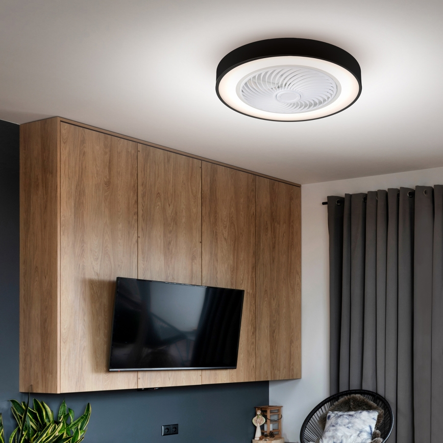 Brilagi - LED Φωτιστικό οροφής dimmable με ανεμιστήρα LED/30W/230V 3000-6500K μαύρο + τηλεχειριστήριο