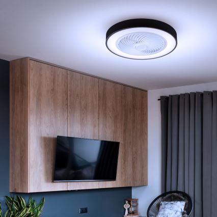 Brilagi - LED Φωτιστικό οροφής dimmable με ανεμιστήρα LED/30W/230V 3000-6500K μαύρο + τηλεχειριστήριο