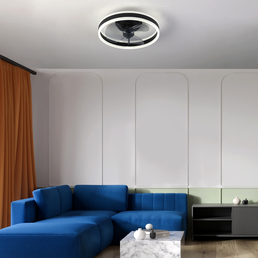 Brilagi - LED Φωτιστικό οροφής dimmable με ανεμιστήρα LED/30W/230V 3000-6500K μαύρο + τηλεχειριστήριο