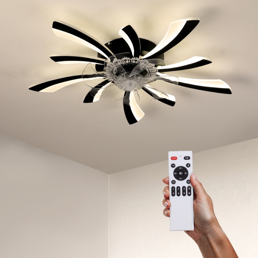 Brilagi - LED Φωτιστικό οροφής dimmable με ανεμιστήρα LED/50W/230V 3000-6500K μαύρο + τηλεχειριστήριο