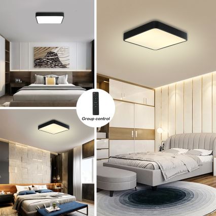 Brilagi - Ρυθμιζόμενο LED φωτιστικό οροφής POOL LED/48W/230V 3000-6000K 50x50 cm μαύρο + τηλεχειριστήριο