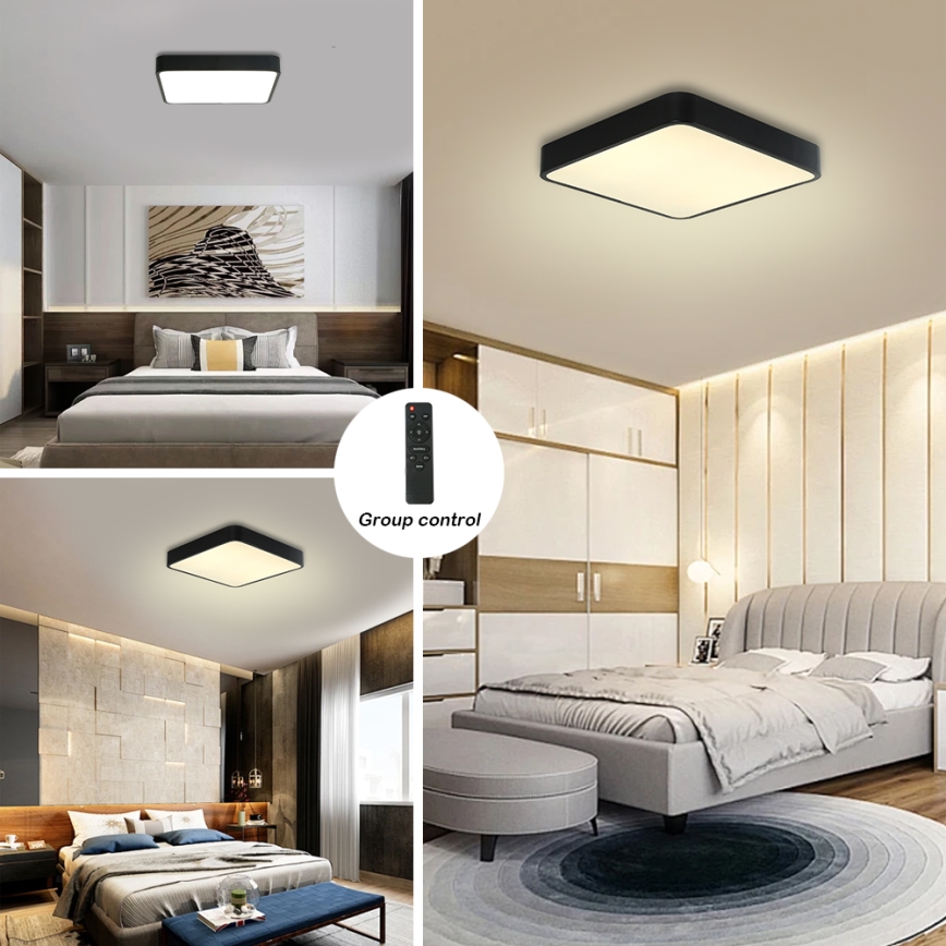 Brilagi - Ρυθμιζόμενο LED φωτιστικό οροφής POOL LED/48W/230V 3000-6000K 50x50 cm μαύρο + τηλεχειριστήριο