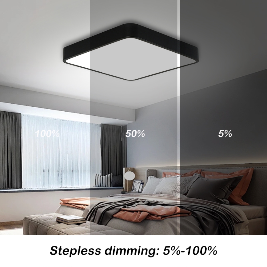 Brilagi - Ρυθμιζόμενο LED φωτιστικό οροφής POOL LED/48W/230V 3000-6000K 50x50 cm μαύρο + τηλεχειριστήριο
