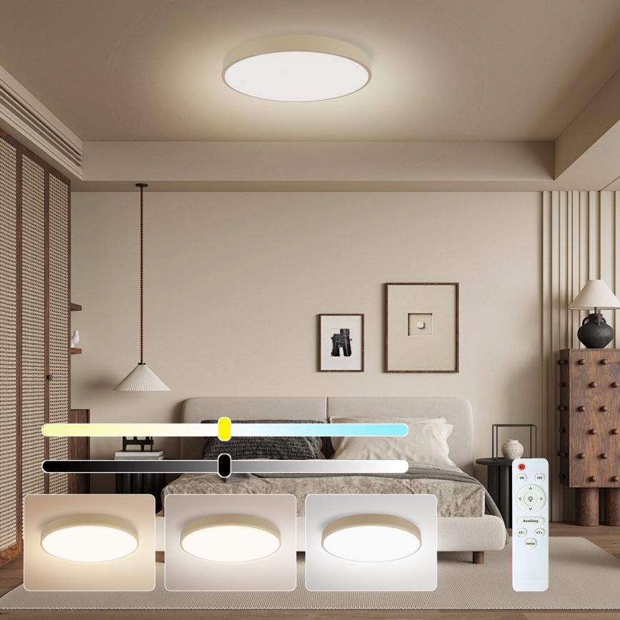 Brilagi - LED Ρυθμιζόμενο φωτιστικό οροφής POOL LED/48W/230V 3000-6000K διάμετρος 40 cm μπεζ + τηλεχειριστήριο