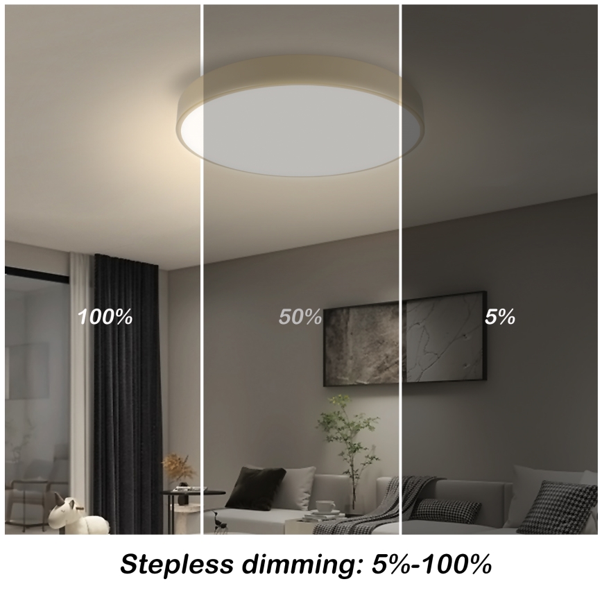 Brilagi - LED Ρυθμιζόμενο φωτιστικό οροφής POOL LED/48W/230V 3000-6000K διάμετρος 40 cm μπεζ + τηλεχειριστήριο