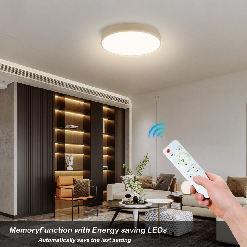 Brilagi - LED Ρυθμιζόμενο φωτιστικό οροφής POOL LED/48W/230V 3000-6000K διάμετρος 40 cm μπεζ + τηλεχειριστήριο