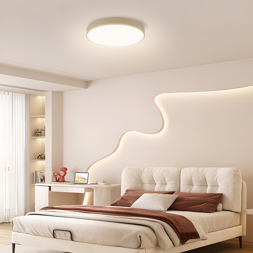 Brilagi - LED Ρυθμιζόμενο φωτιστικό οροφής POOL LED/48W/230V 3000-6000K διάμετρος 40 cm μπεζ + τηλεχειριστήριο