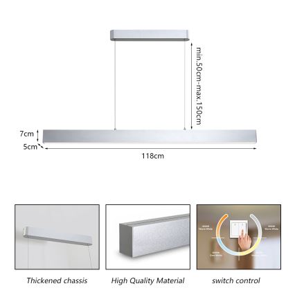 Brilagi - LED Πολύφωτο με καλώδιο SLEEKLINE LED/40W/230V 3000/4500/6000K ασημί