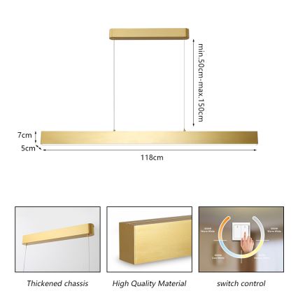 Brilagi - LED Πολυέλαιος με καλώδιο SLEEKLINE LED/40W/230V 3000/4500/6000K χρυσό