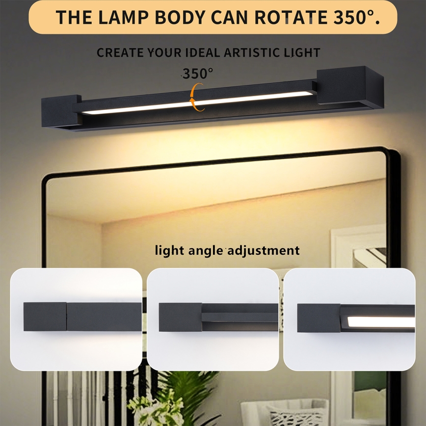Brilagi - Φωτιστικό καθρέφτη μπάνιου AQUA LINE LED/12W/230V 45 cm IP44 μαύρο CRI 90