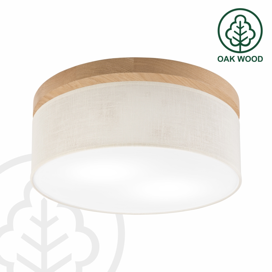 Brilagi - LED Φωτιστικό οροφής BELLADONNA 2xE27/15W/230V διάμετρος 40 cm κρεμ/δρυς