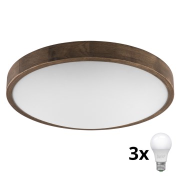 Brilagi - LED Φωτιστικό οροφής CARVALHO SLIM 3xE27/60W/230V δρυς διάμετρος 47 cm