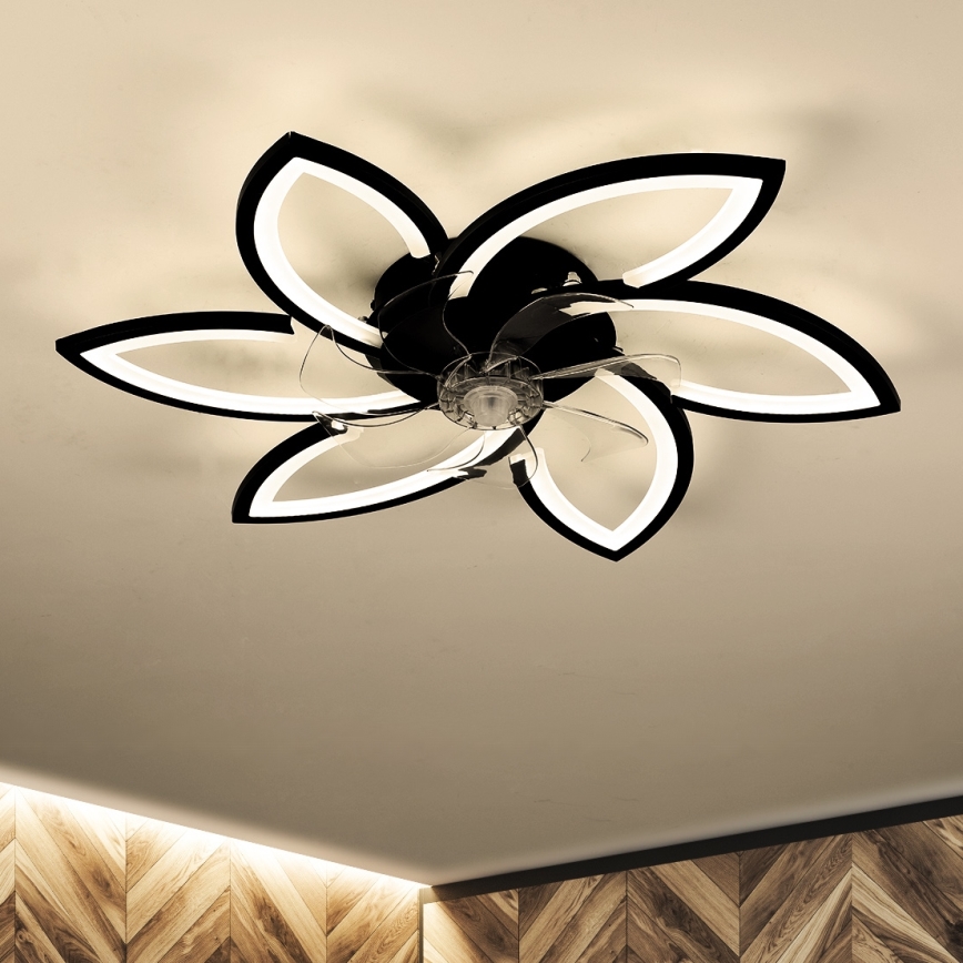 Brilagi - LED Φωτιστικό οροφής dimmable με ανεμιστήρα LED/50W/230V 3000-6500K μαύρο + τηλεχειριστήριο
