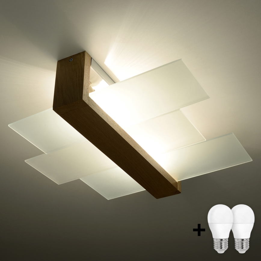 Brilagi - LED Φωτιστικό οροφής HERA 2xE27/7,5W/230V 43x43 cm ξύλινο