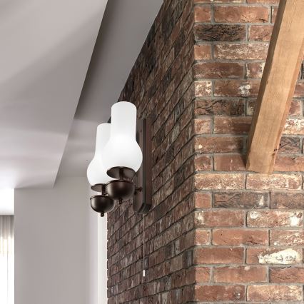 Brilagi - LED Φωτιστικό τοίχου COTTAGE 2xE14/40W/230V οξιά/λευκό