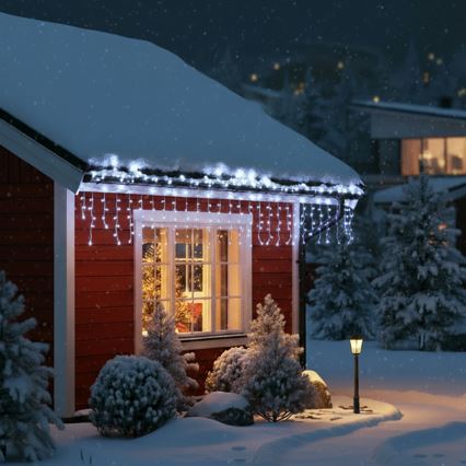 Brilagi - Εξωτερική χριστουγεννιάτικη γιρλάντα LED 200xLED, 8 λειτουργίες, 13 m, IP44, ψυχρό λευκό, σε σχήμα σταλακτίτη