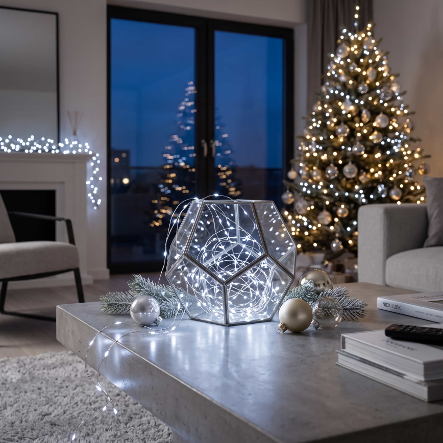 BRILAGI - LED χριστουγεννιάτικη γιρλάντα 100xLED/3xAA 10m ψυχρό λευκό