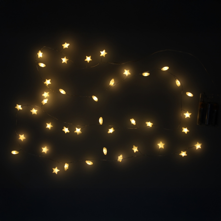 BRILAGI - LED Χριστουγεννιάτικη γιρλάντα 40xLED/3xAA 1,8m, θερμό λευκό, αστέρια