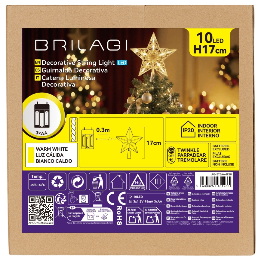 BRILAGI - LED Χριστουγεννιάτικη διακόσμηση LED/3xAA 17 cm αστέρι ζεστό λευκό