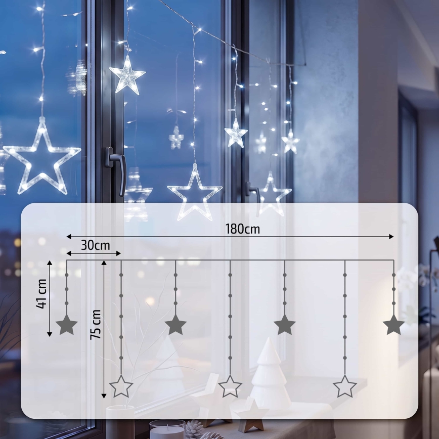 BRILAGI - LED Χριστουγεννιάτικο Κουρτινόφωτο 77xLED/3xAA/USB 1,8μ ψυχρό λευκό