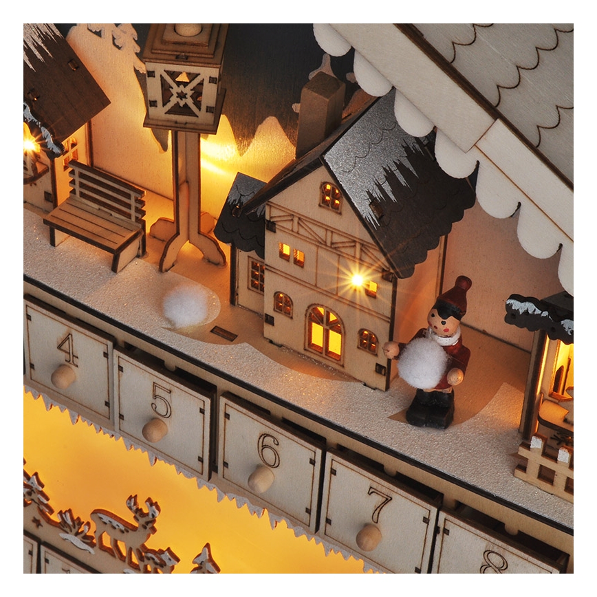 Brilagi - LED Χριστουγεννιάτικο ημερολόγιο LED/2xAA πεύκο