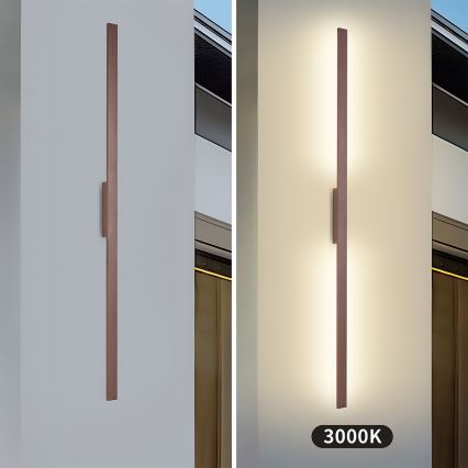 Brilagi - Επιτοίχιο φωτιστικό εξωτερικού χώρου LED LUNA LED/30W/230V 3000K IP65 150 cm καφέ CRI 90