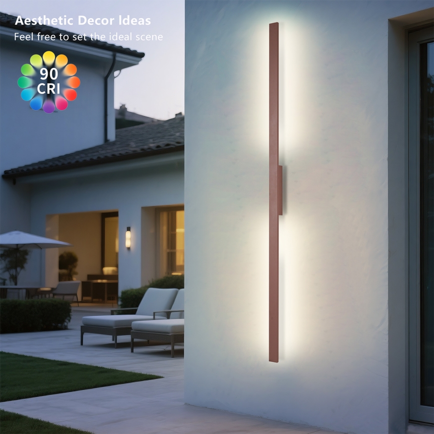 Brilagi - Επιτοίχιο φωτιστικό εξωτερικού χώρου LED LUNA LED/30W/230V 3000K IP65 150 cm καφέ CRI 90