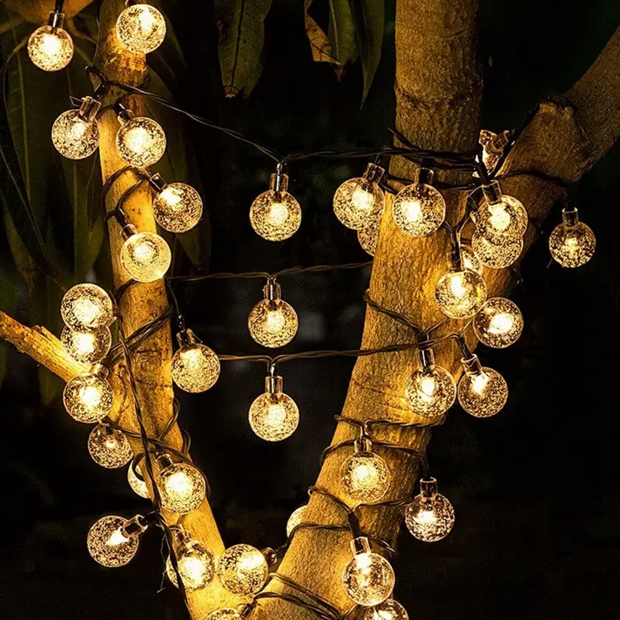 Brilagi - LED ηλιακή διακοσμητική γιρλάντα BUBBLE 200xLED/8 λειτουργίες 20m IP65 θερμό λευκό 800 mAh
