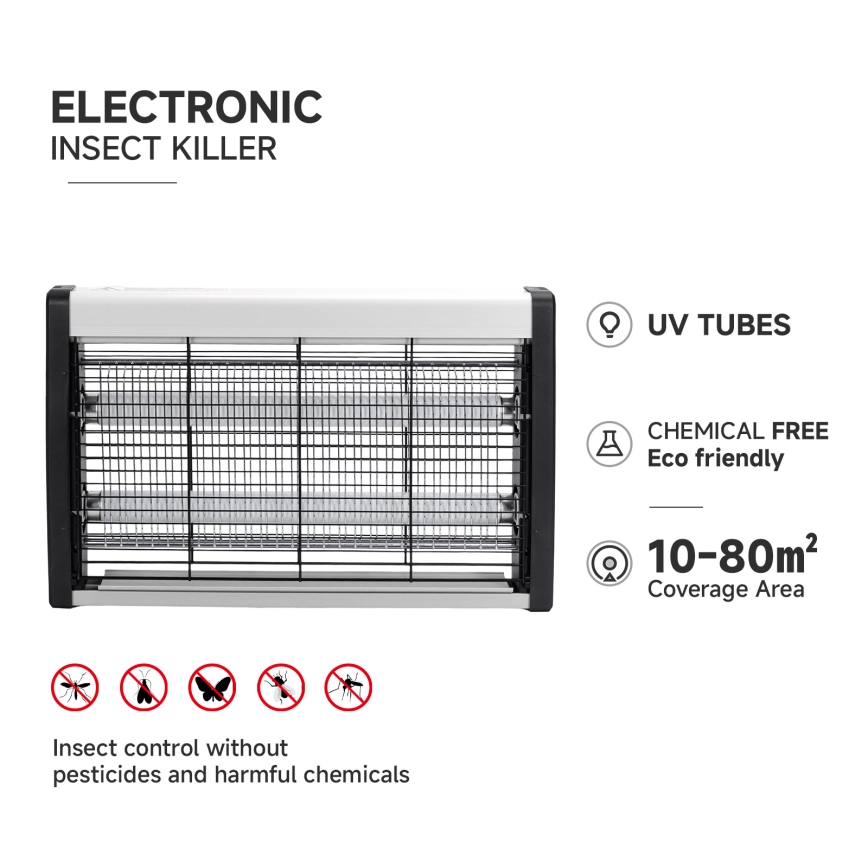 Brilagi - Ηλεκτρική παγίδα εντόμων 2xUV/15W/230V 80 m2