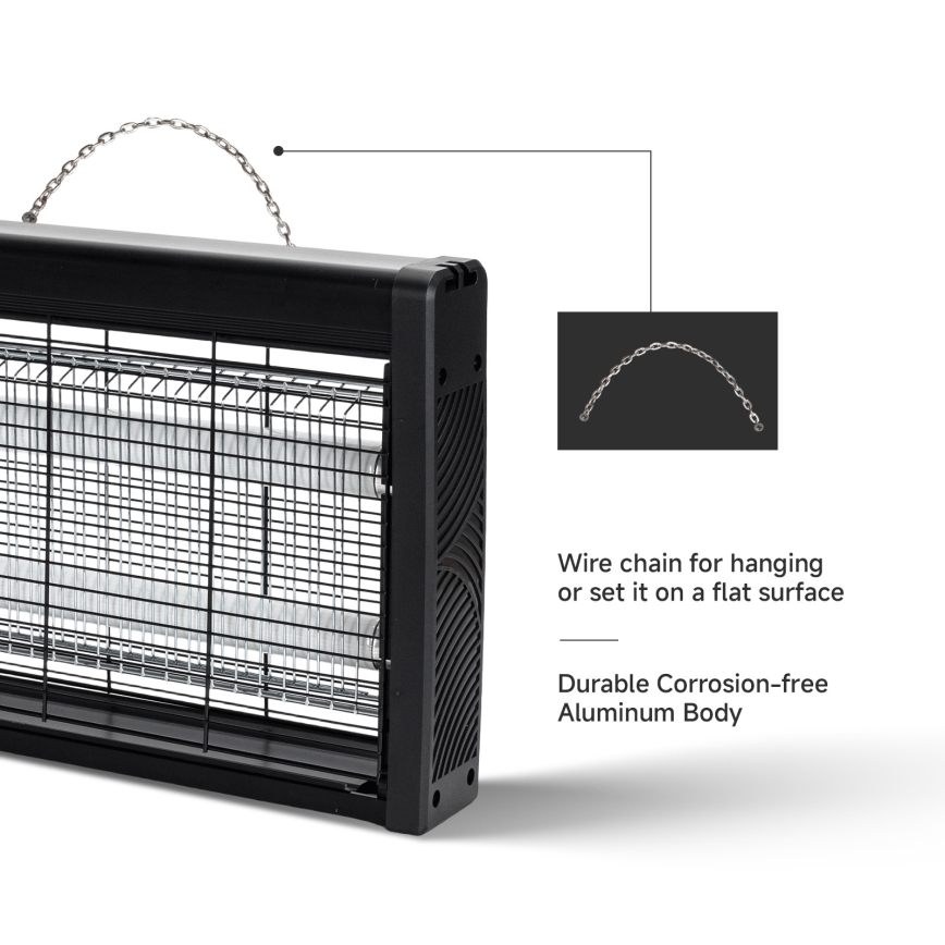 Brilagi - Ηλεκτρική παγίδα εντόμων 2xUV/18W/230V 100 m2 μαύρη
