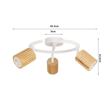 Brilagi - Σημειακό φωτιστικό MODERN WOOD 3xGU10/8W/230V ξύλινο/λευκό