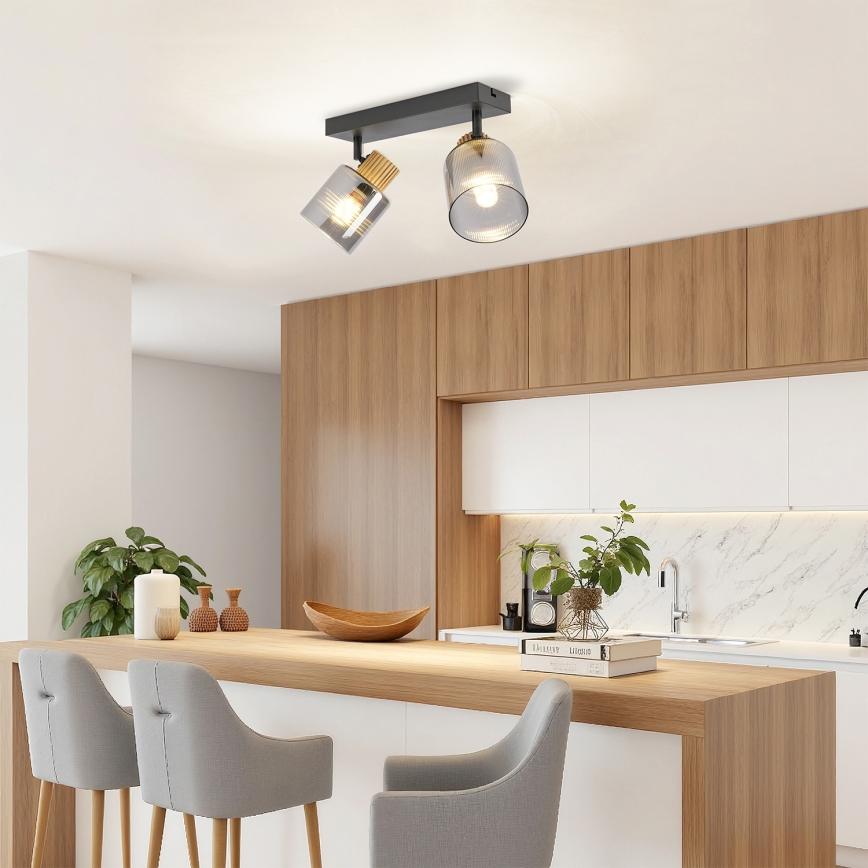 Brilagi - Σποτ φωτιστικό HYGGE 2xE14/15W/230V μαύρο/καπνιστό