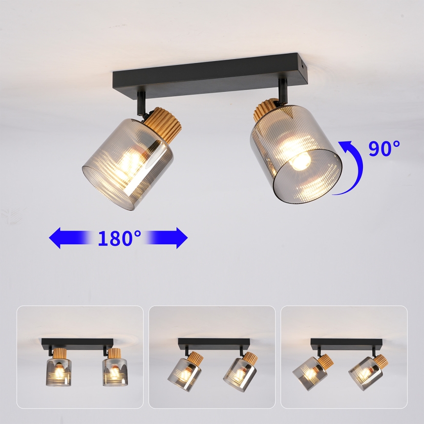 Brilagi - Σποτ φωτιστικό HYGGE 2xE14/15W/230V μαύρο/καπνιστό