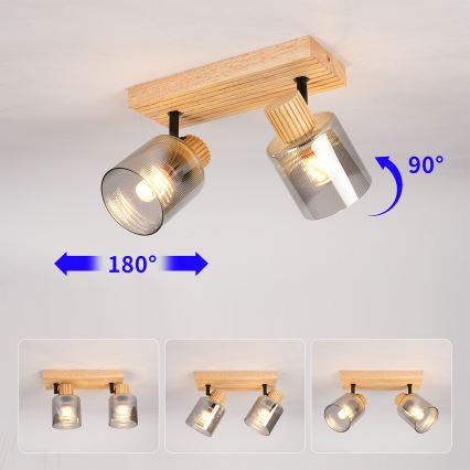 Brilagi - Σποτ φωτιστικό HYGGE 2xE14/15W/230V ξύλο/καπνιστό