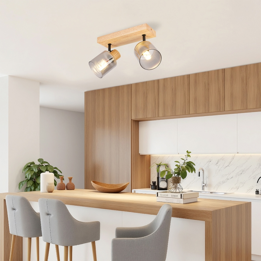 Brilagi - Σποτ φωτιστικό HYGGE 2xE14/15W/230V ξύλο/καπνιστό