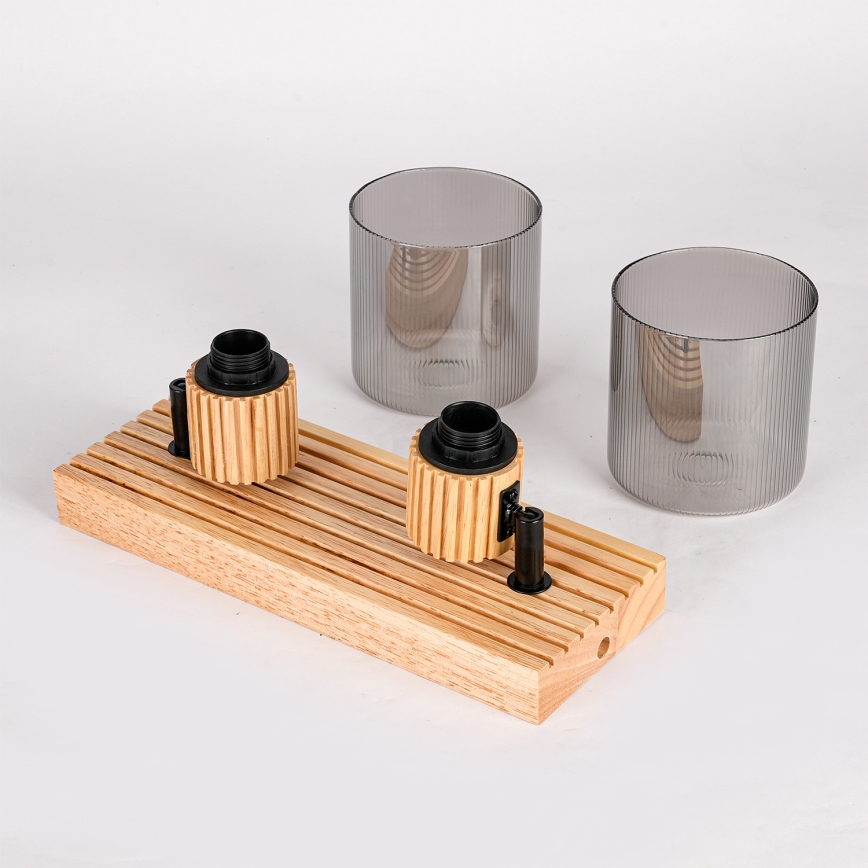 Brilagi - Σποτ φωτιστικό HYGGE 2xE14/15W/230V ξύλο/καπνιστό