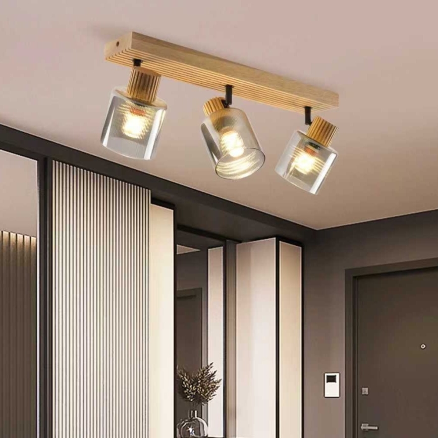 Brilagi - Σποτ φωτιστικό HYGGE 3xE14/15W/230V καουτσουκόξυλο/καπνιστό