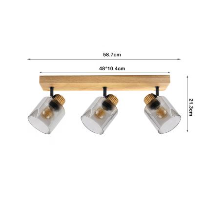 Brilagi - Σποτ φωτιστικό HYGGE 3xE14/15W/230V καουτσουκόξυλο/καπνιστό
