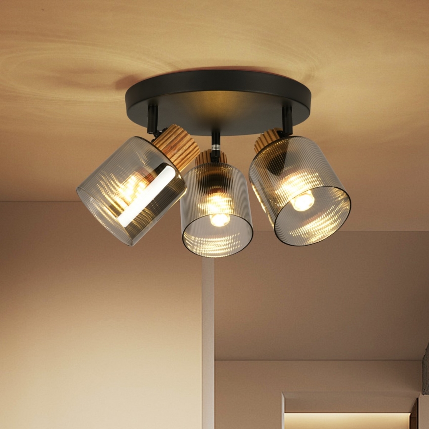 Brilagi - Σποτ φωτιστικό HYGGE 3xE14/15W/230V μαύρο/καπνιστό