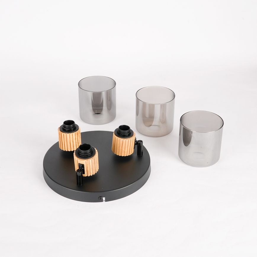 Brilagi - Σποτ φωτιστικό HYGGE 3xE14/15W/230V μαύρο/καπνιστό